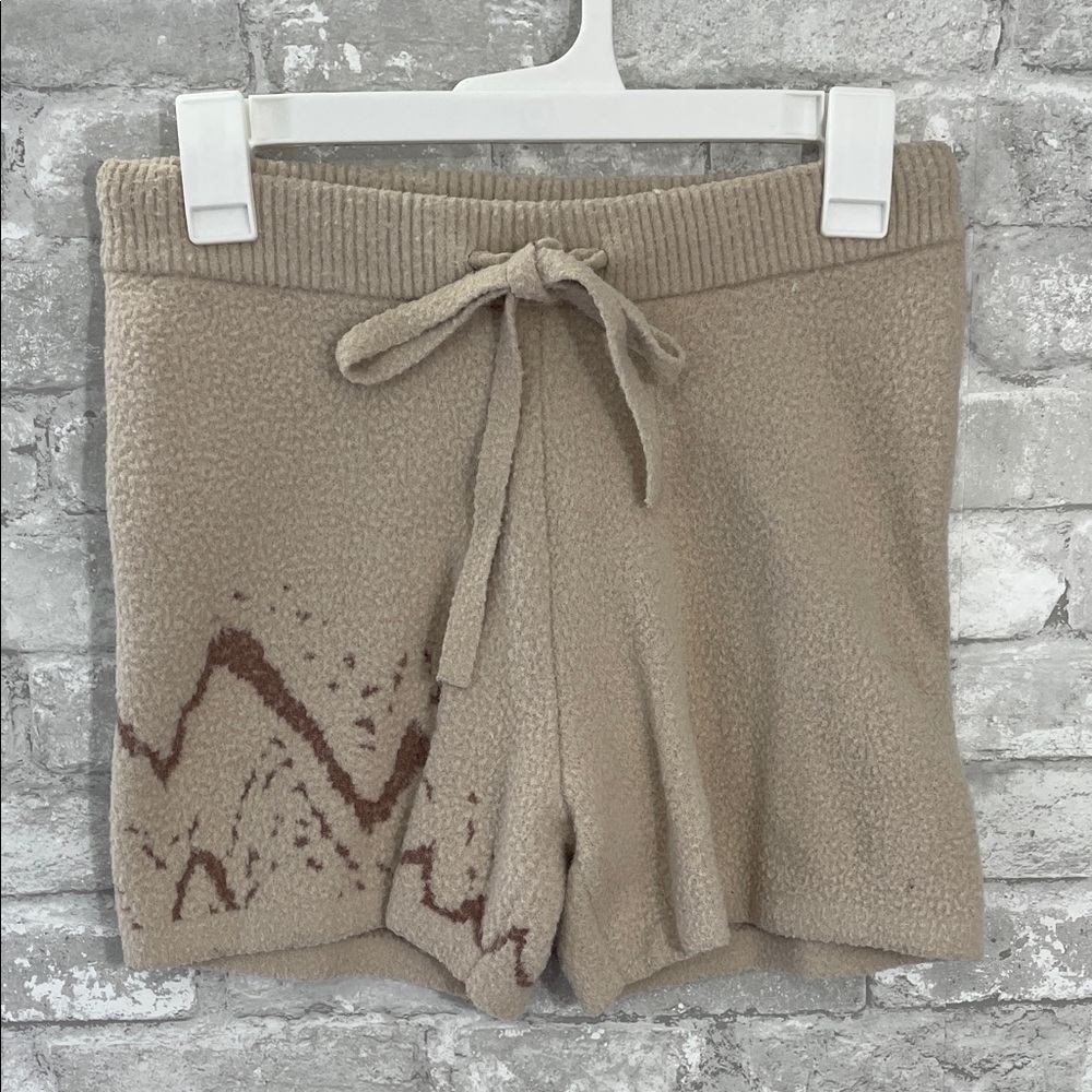 Snuggle Sac Taupe Knit Drawstring Loungewear Pajamas Shorts